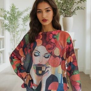 Made in Italy. Colorful Graphic Print Women's Top